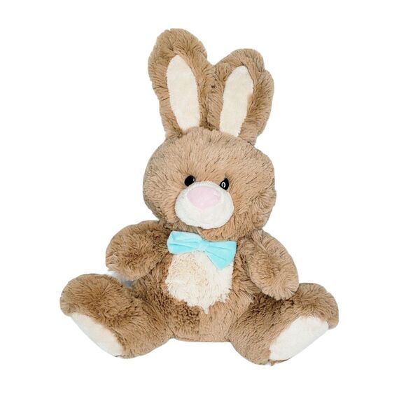 Gund Bops Bunny Rabbit Plush Stuffed Animal Toy Blue Bow Tie 4044005 Tan Brown - Picture 1 of 4